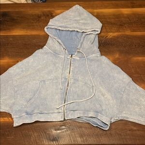 Blue Cropped Hoodie